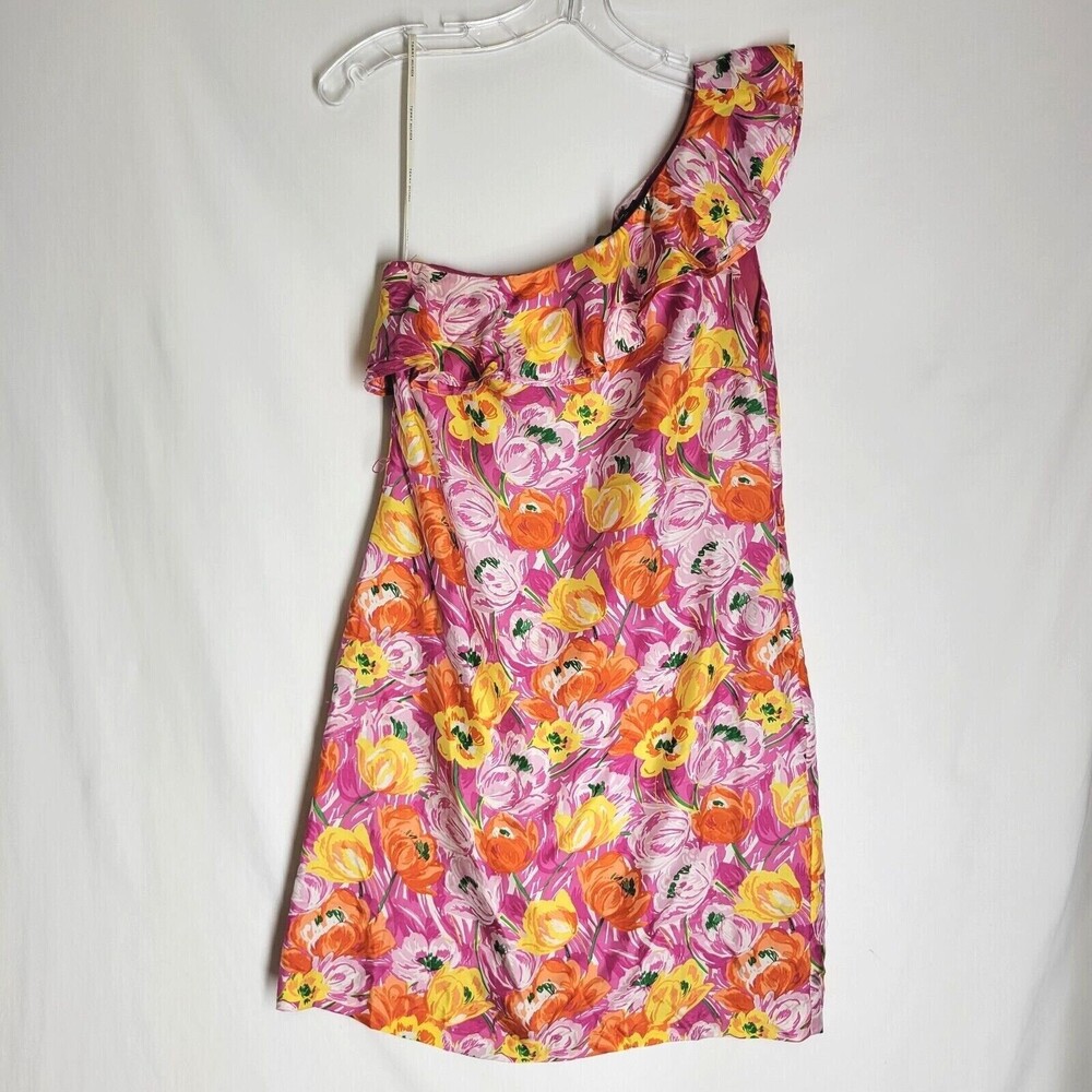 Tommy Hilfiger Size 4 One Shoulder Dress Floral Ruffle Neckline